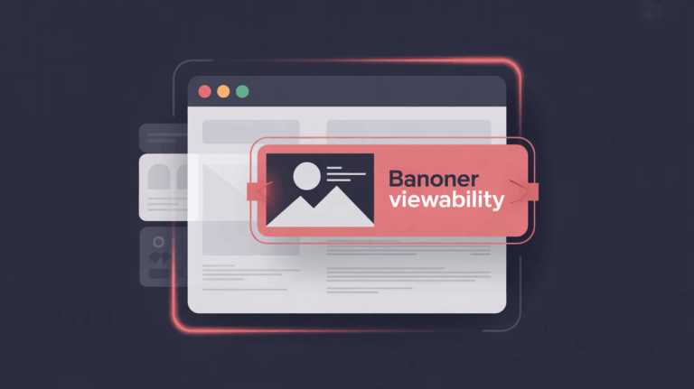 Ilustrácia pre vysvetlenie pojmu viewability – banner reklama v okne prehliadača so zvýraznenou viditeľnou časťou.